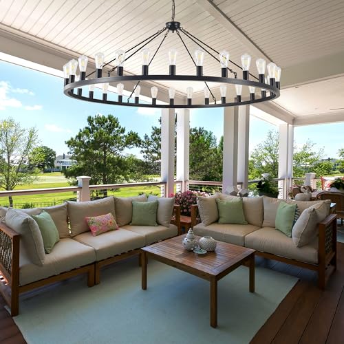 Large black wagon wheel chandelier 64 inch