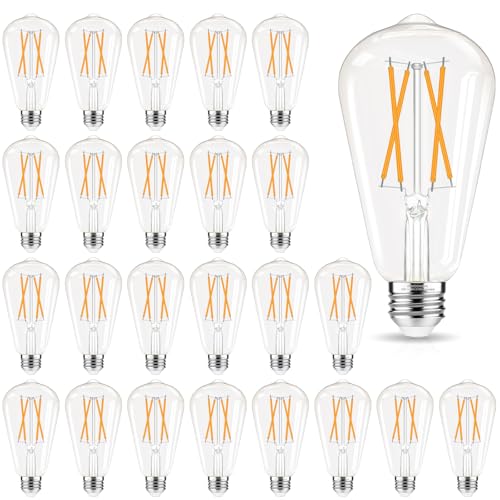 Soft White 2700K Edison Bulbs 60 watt Equivalent (24 Count)