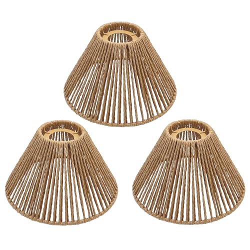 3pcs Boho Rattan Pendant Lamp Replacement Shade Ø7.87" x H4.72" (3 Count)