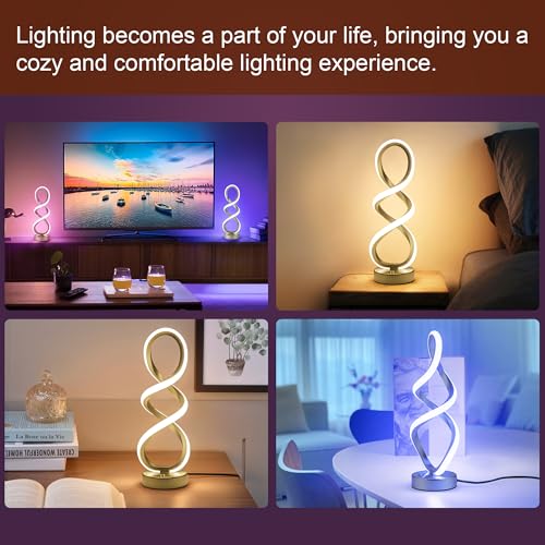 Modern Spiral LED RGB Table Lamp (2 Count)