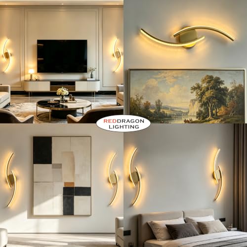 Set of 2 Crystal Glow Effect Gold Adhesive Wall Sconces Battery Operated