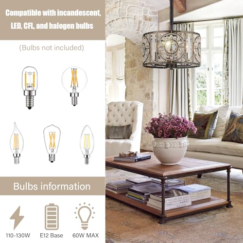 Vintage Crystal Drum Chandelier