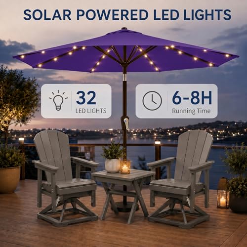 10FT Solar Patio Umbrella with Lights