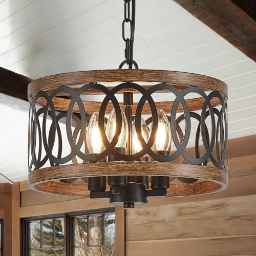 4 Light Farmhouse Drum Pendant Light (4 Count)