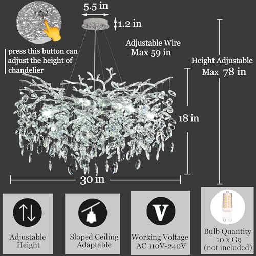 Tree Branch Chandelier Modern Crystal Pendant Light