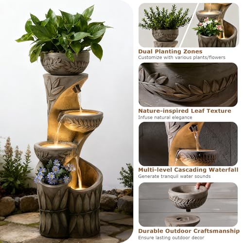 4 Tiered Water Fountain Outdoor Waterfall Fountains