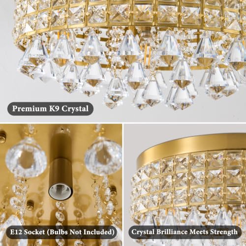 Gold Crystal Flush Ceiling Lights (Elegant Gold)