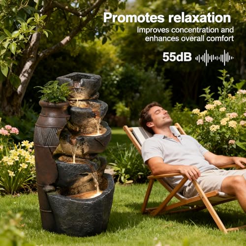 31.7" H Rock Jar Water Fountain Outdoor