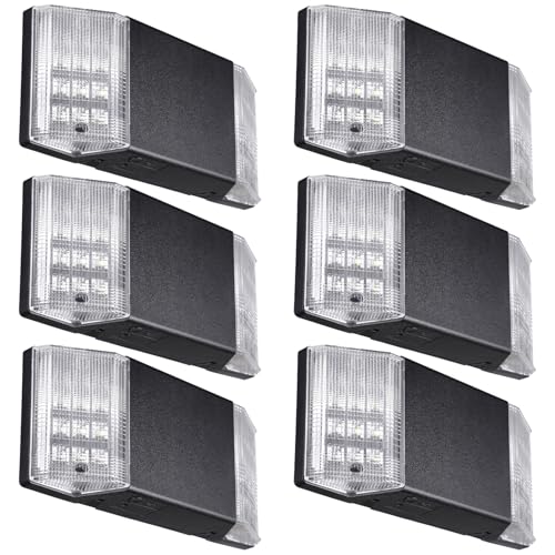 6 Pack LED Emergency Lighting with Battery Backup Black (6 Count)