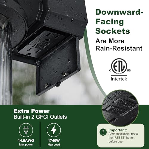 Dusk to Dawn Outdoor Wall Lights with GFCI Outlet