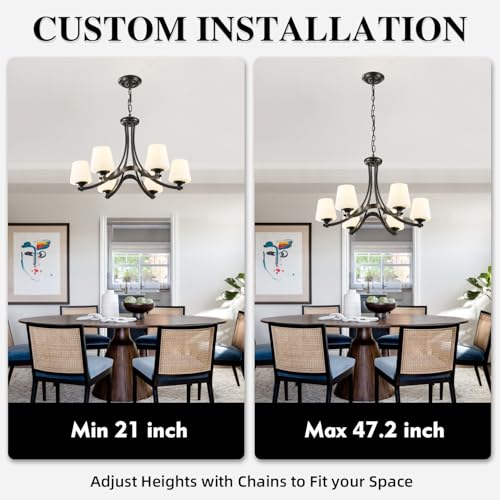 6 Light Modern Black Chandeliers