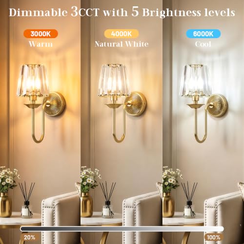 Brass Battery Operated Wall Sconces Set of Two