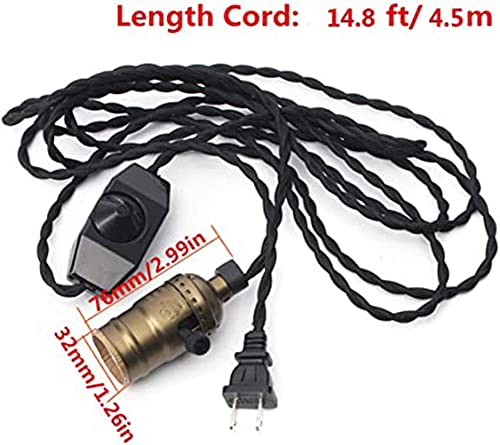 15FT Vintage Pendant Light Cord with Dimmer (2 Count)