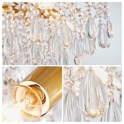 6 Light Crystal Chandelier Pendant Ceiling Light Modern Lighting Fixture for Bedroom Hallway Bar Kitchen Bathroom