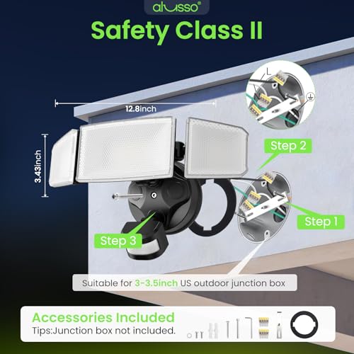 Metal Heads Motion Sensor Outdoor Lights 60W 6000LM 120V ETL Listed