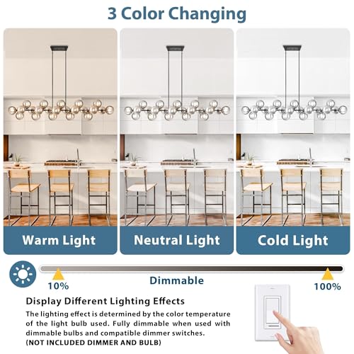 Linear Chandelier 22 Lights Black Dining Room Light Fixtures Dia 70 Inch