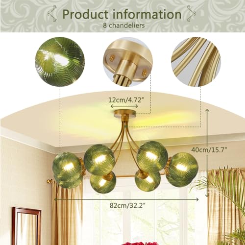 8 Light Semi Flush Mount Chandelier
