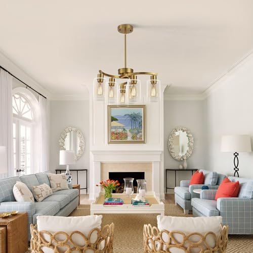 6 Light Gold Chandeliers for Dining Room