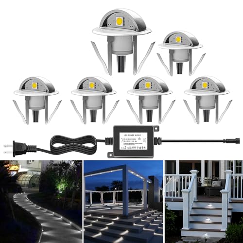 6 Pack LED Stair Lights Kit Low Voltage Waterproof IP65 Outdoor 1 (6 Count)
