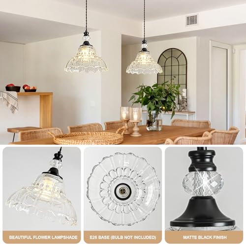 1 Piece Chandelier in Matte Black Finish with Flower (1-Light / Black)