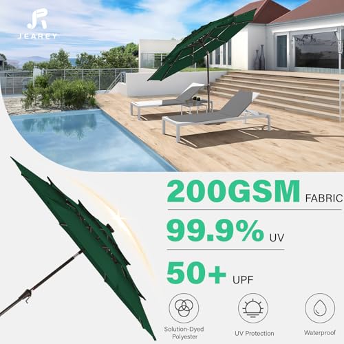 9 ft 3 Tier Outdoor LED Lighted Patio Umbrella w
