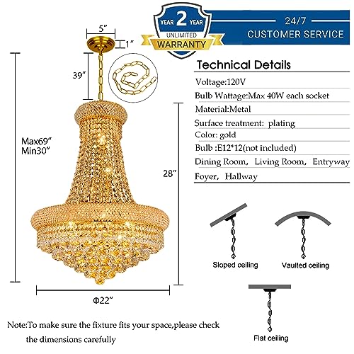 Gold Crystal Chandeliers for Dining Room