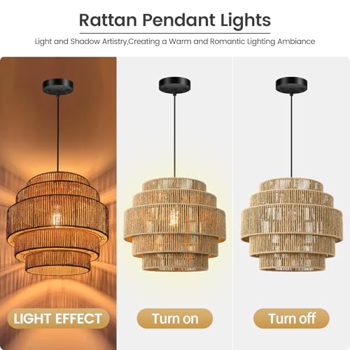 5 Tier Rattan Chandelier Light