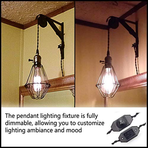 Single Vintage Bulb Cord Edison Socket lamp Plug Pendant Light with Dimmer