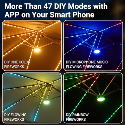 15 Ft Umbrella Outdoor Patio Solar Lights With Base