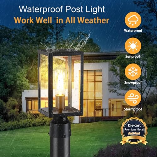 Dusk to Dawn Outdoor Post Lights with Pier Mount Base (2 Count)