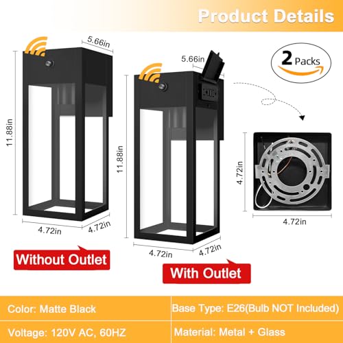 Porch Lights with Outlet (2 Count)
