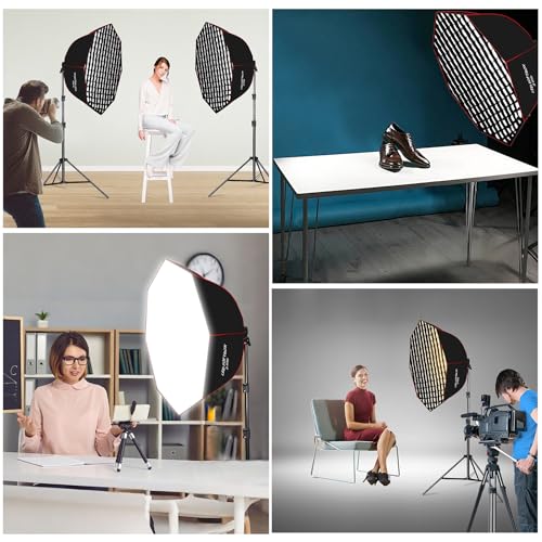 110W Octagonal Parabolic Softbox Lighting Kit with Honeycomb Grid