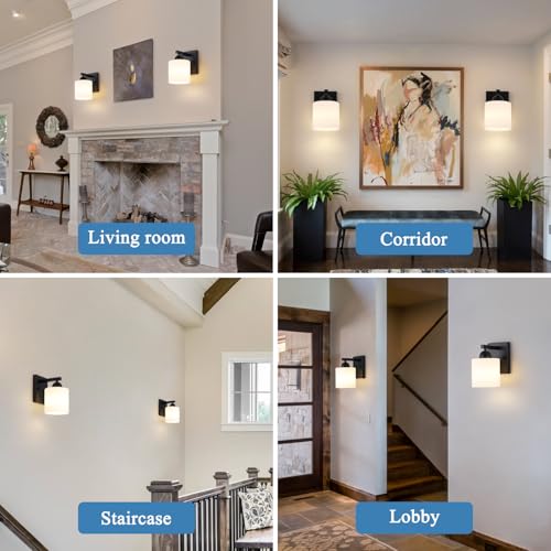 Matte Black Milk Glass Wall Sconces