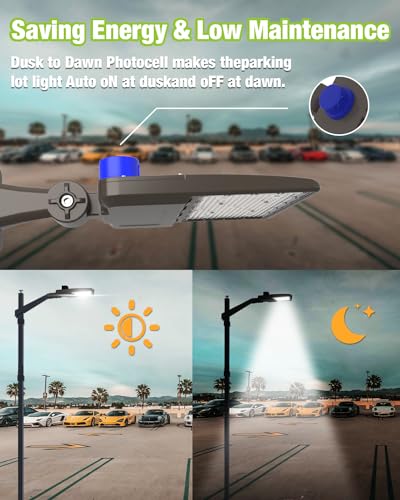 LED Parking Lot Shoebox Light with Dusk to Dawn Photocell