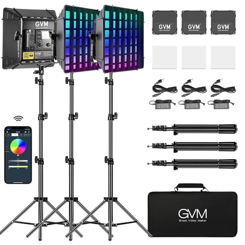 GVM 800D RGB Photography Lighting Kits with 3 Softboxes (3 Count)