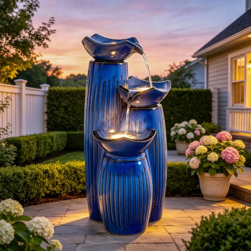 Autodaya 30" H Modern Ceramic Outdoor Water Fountain