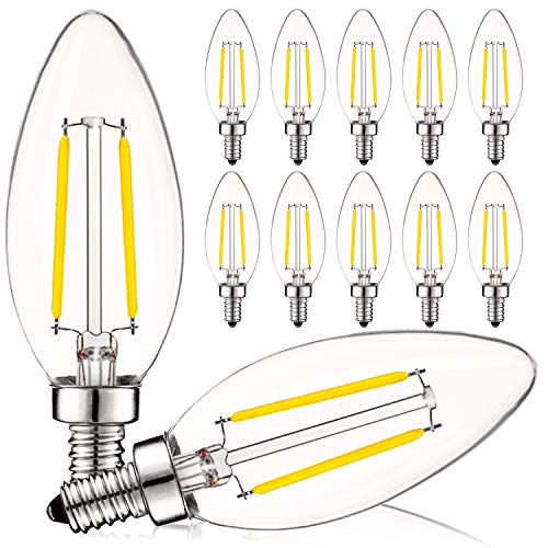 4W Vintage Candelabra LED Bulbs Dimmable (12 Count)
