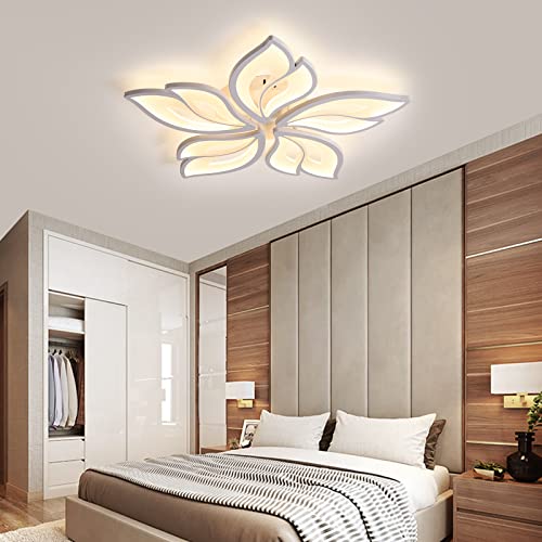 25.6" Flower Shaped Ceiling Light Dimmable Modern Ceiling Lamp Remote Control LED Lighting Fixture for Bedroom Dining Room Kitchen