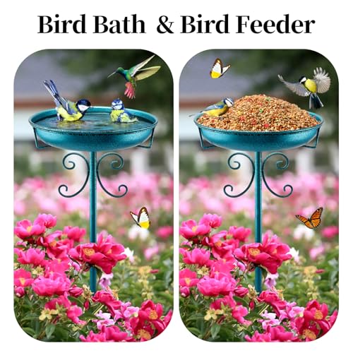 35In Metal Bird Bath for Outside