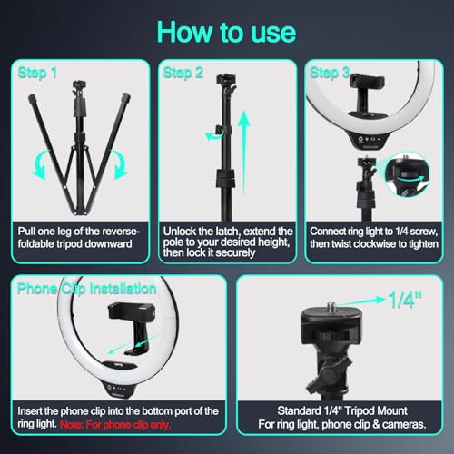14'' LED Foldable Ring Light with 62'' Tripod Stand