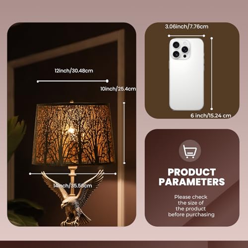 Large Metal Lampshade Forest Etching Forest Lamp Shade Pattern 12'' Top × 14'' Bottom × 10" Height Fits For Table Lamps and Floor Lamps Spider Fitter