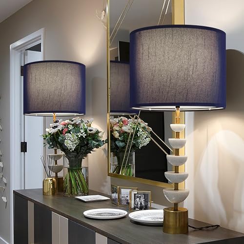 Drum Blue Lamp Shade for Table Lamp Set of 1 Medium
