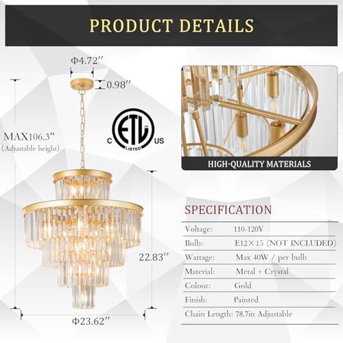 24" Modern Crystal Chandeliers (15 Count)
