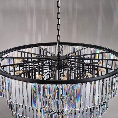 36 Inch Gold Crystal Tube Spiral Chandelier