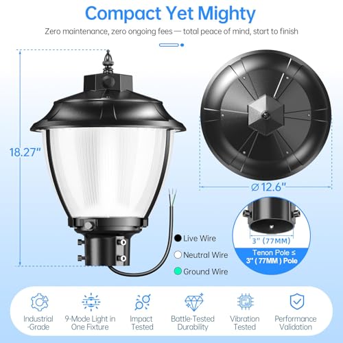 8Pack LED Post Top Light 100W (12.6 Inch)