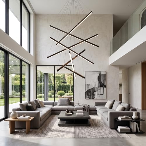 Modern LED Chandeliers Dimmable Pendant Light Fixture 7 Lights for High Ceiling Living Room Dining Room Staircase Restaurant Sputnik Floating Sculptural Art Hanging Lamp
