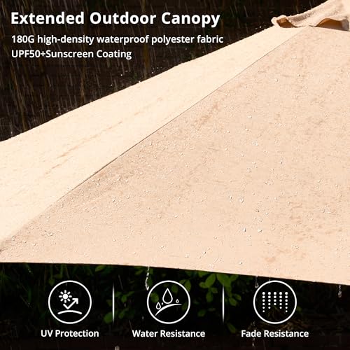 15ft Large Patio Umbrellas with Base & Solar Lights