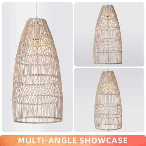 1 Light Boho Wicker Chandelier Lamp