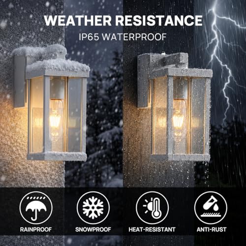 Porch Lights with GFCI Outlets Dusk to Dawn Outdoor Wall Lights Waterproof Exterior Lighting Fixtures Modern Outside Lights Wall Mount for House Patio Garage