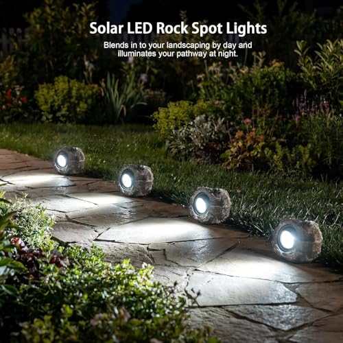 Solar Garden Rock Lights Outdoor (4 Count)